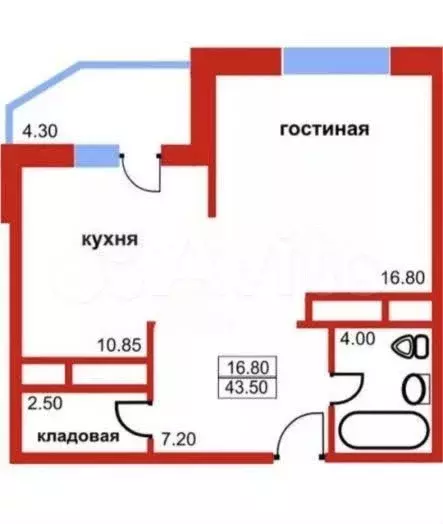1-к. квартира, 43,5 м, 14/25 эт. - Фото 0
