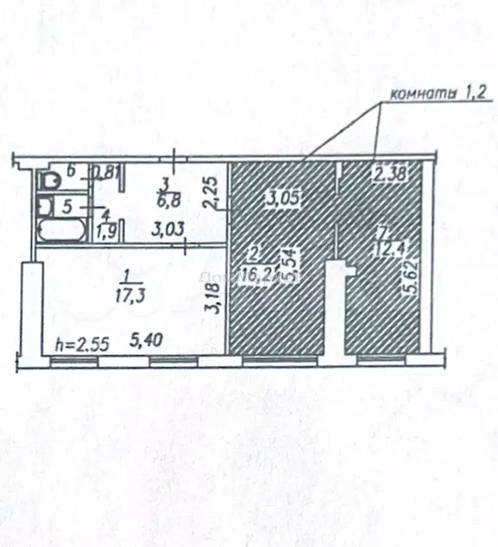 3-к. квартира, 35,9 м, 3/9 эт. - Фото 0