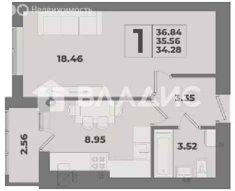 1-комнатная квартира: Калининград, Флагманская улица, 3А (36.8 м) - Фото 1