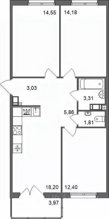 3-к кв. Ленинградская область, Тосненский район, Федоровское городское ... - Фото 1