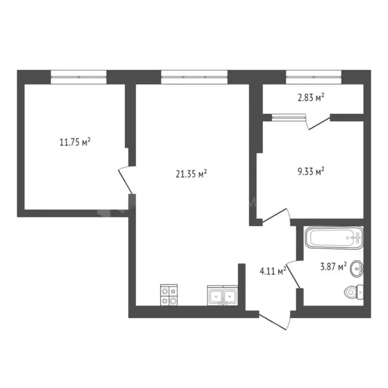 2-к кв. Тюменская область, Тюмень ул. Фармана Салманова, 1 (52.6 м) - Фото 1