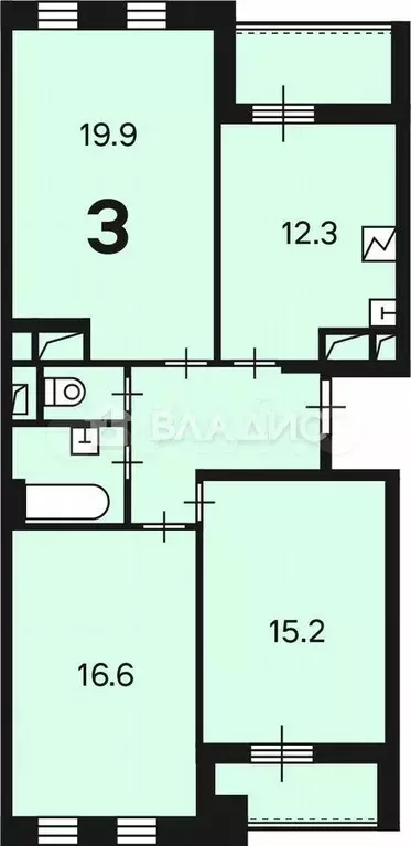 3-к. квартира, 76 м, 12/17 эт. - Фото 0