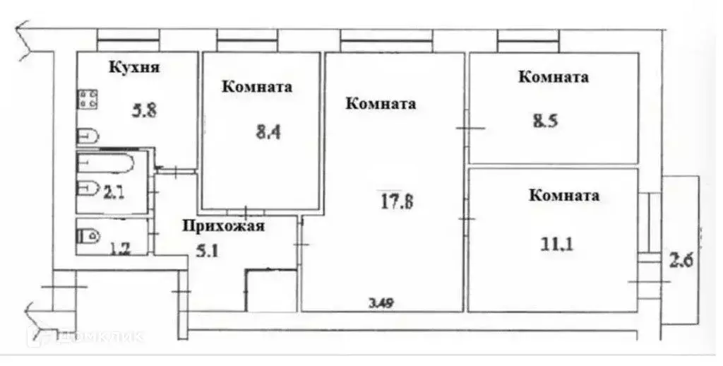 Продаётся 3-к квартира, 61.4 м - Фото 0