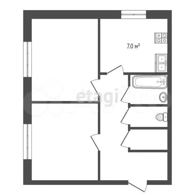 2-к. квартира, 50 м, 1/4 эт. - Фото 0