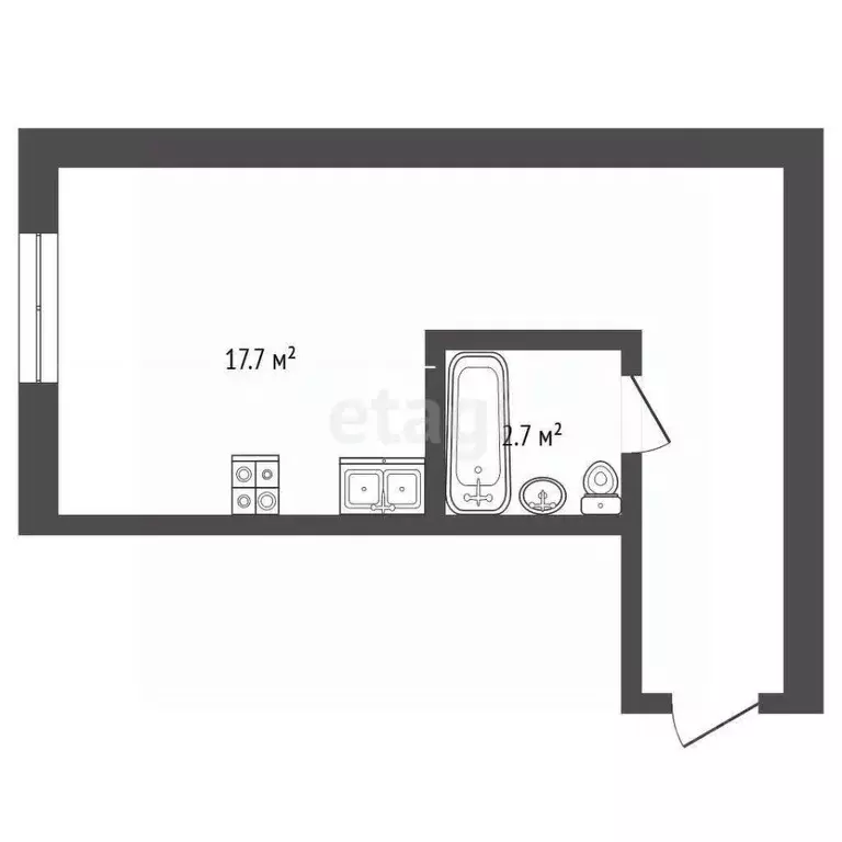 Студия Ростовская область, Ростов-на-Дону Кузнечная ул., 115 (22.6 м) - Фото 2