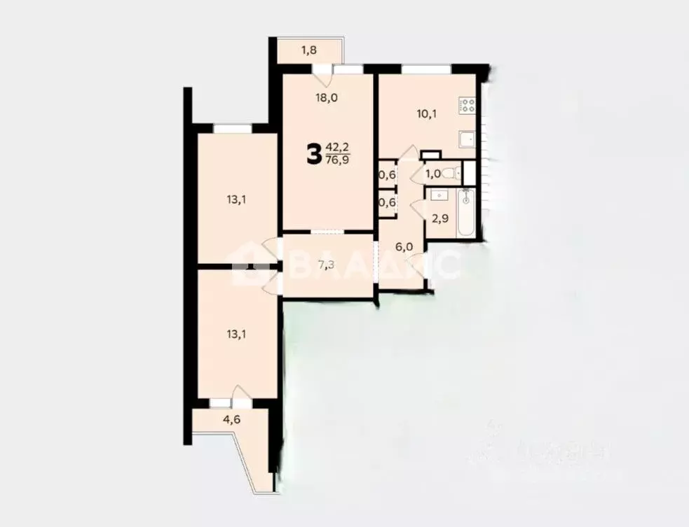 3-к кв. Москва Алтуфьевское ш., 87К3 (76.9 м) - Фото 2