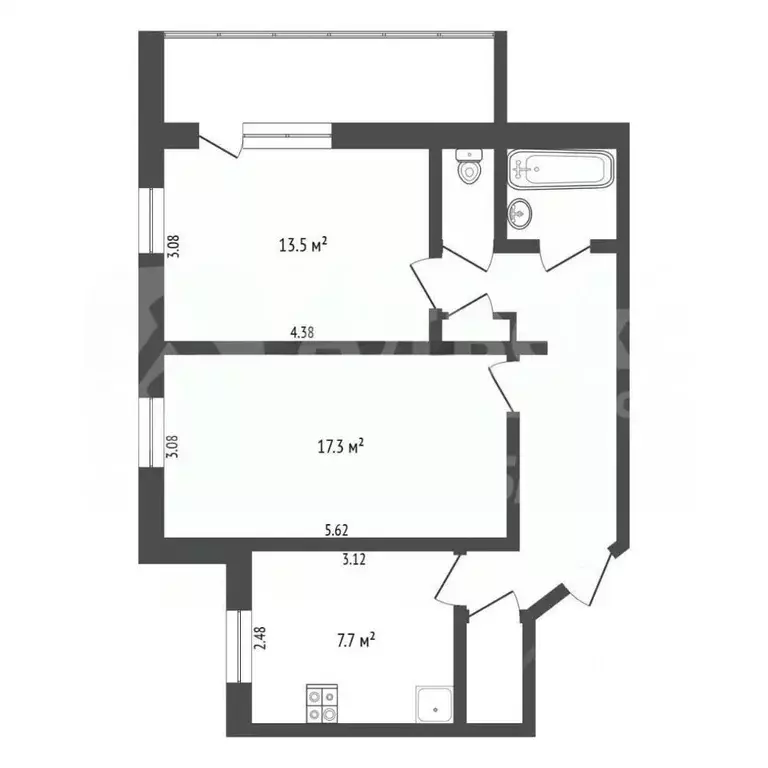 2-к кв. Тюменская область, Тюмень Профсоюзная ул., 30 (56.7 м) - Фото 2