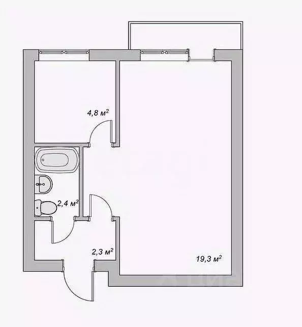 1-к кв. Тульская область, Тула ул. Кутузова, 158 (31.0 м) - Фото 1