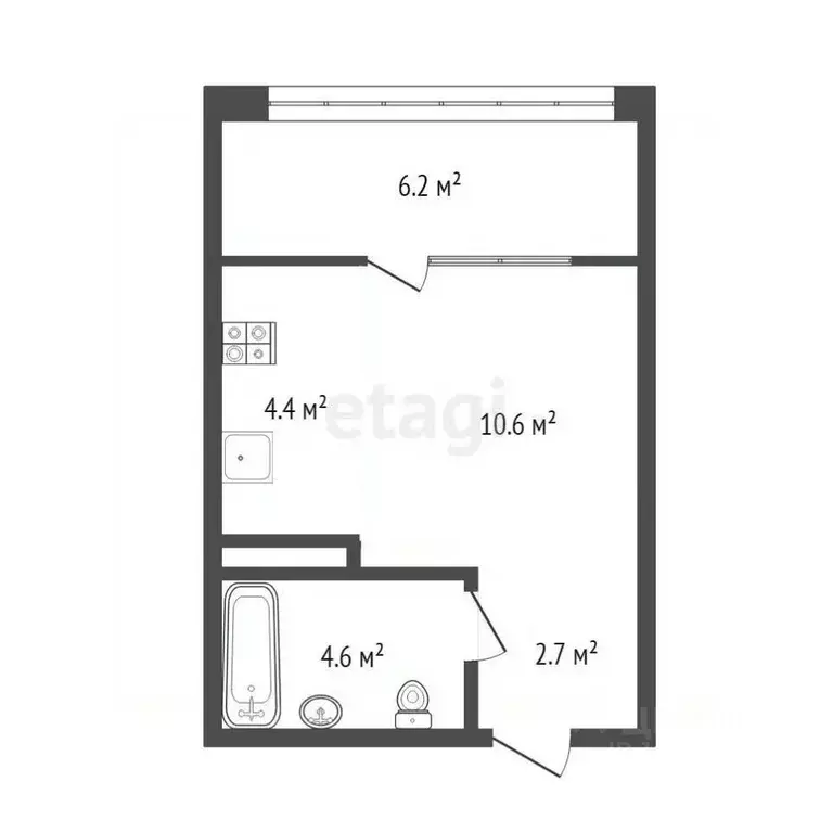 Студия Тюменская область, Тюмень ул. Эльвиры Федоровой, 1 (28.6 м) - Фото 1