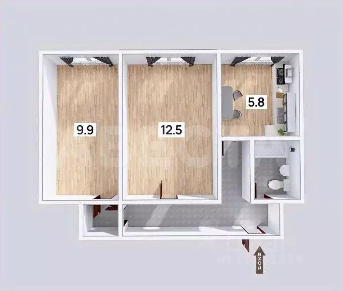 2-к кв. Омская область, Омск ул. Гуртьева, 19 (39.7 м) - Фото 2