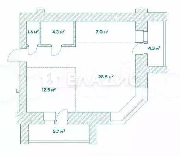 1-комнатная квартира: Благовещенск, улица Горького, 26 (53.9 м) - Фото 0