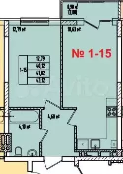1-к. квартира, 40 м, 7/8 эт. - Фото 1