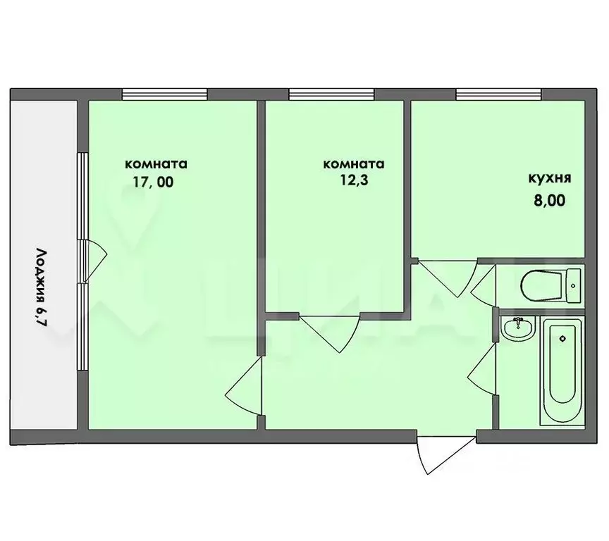 2-к кв. Санкт-Петербург ул. Тельмана, 30к2 (52.3 м) - Фото 1