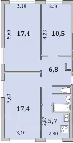 3-к кв. Мурманская область, Мурманск ул. Новое Плато, 6 (61.3 м) - Фото 2