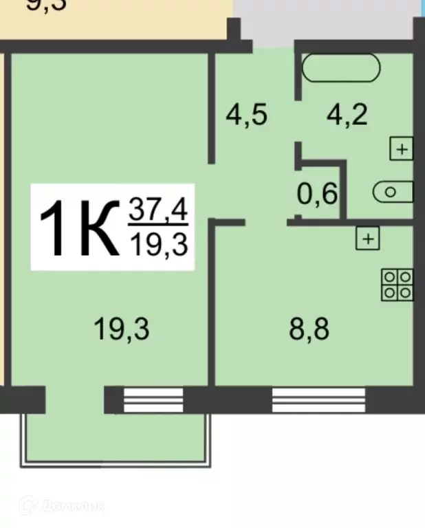 Продаётся 1-к квартира, 36.7 м - Фото 1