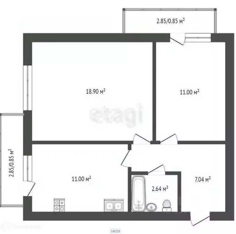 2-к кв. Вологодская область, Вологда ул. Карла Маркса, 103 (52.2 м) - Фото 2