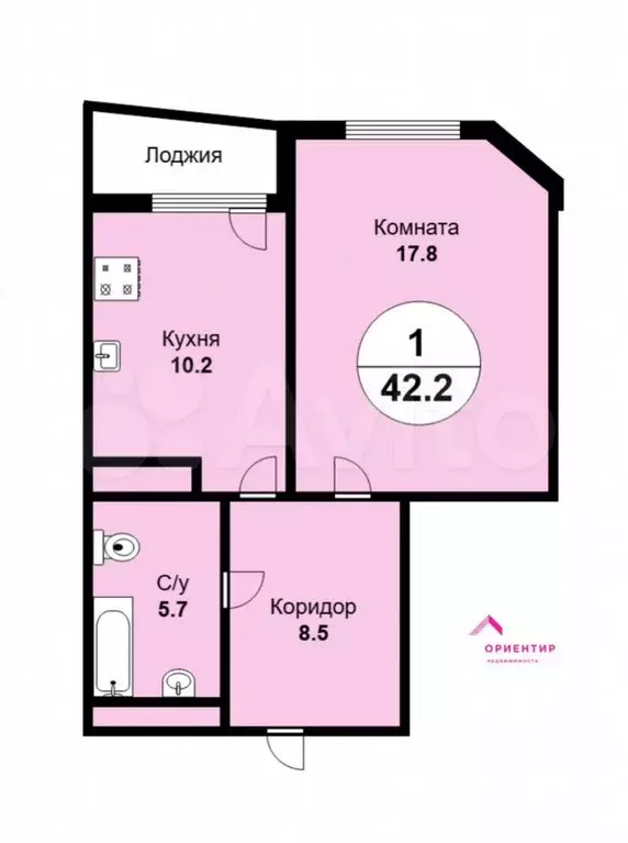 1-к. квартира, 42,2 м, 13/24 эт. - Фото 0