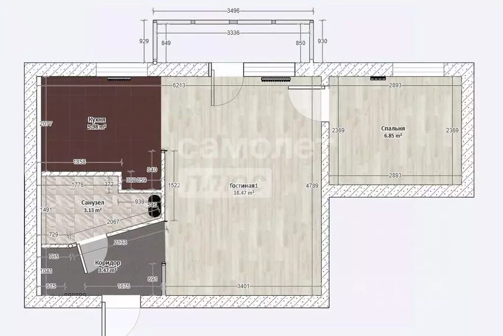 2-к кв. Томская область, Томск ул. Сергея Лазо, 24/2 (36.4 м) - Фото 2