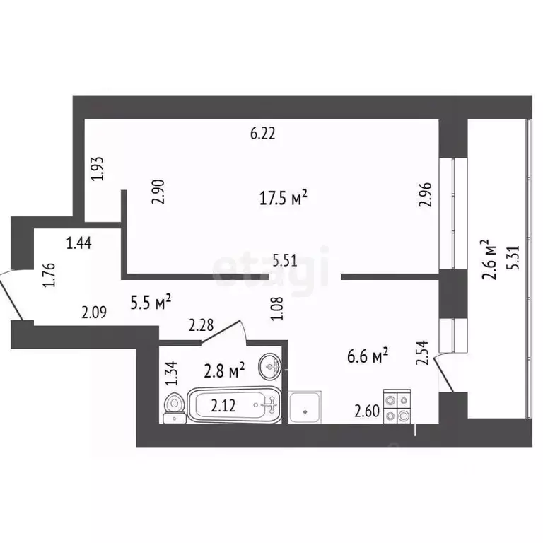 1-к кв. Татарстан, Альметьевск просп. Строителей, 11А (35.0 м) - Фото 1