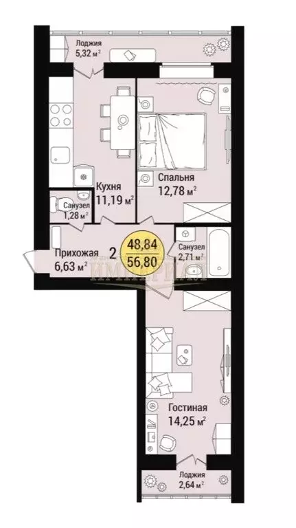 2-комнатная квартира: Йошкар-Ола, микрорайон Западный, 308-й квартал ... - Фото 1