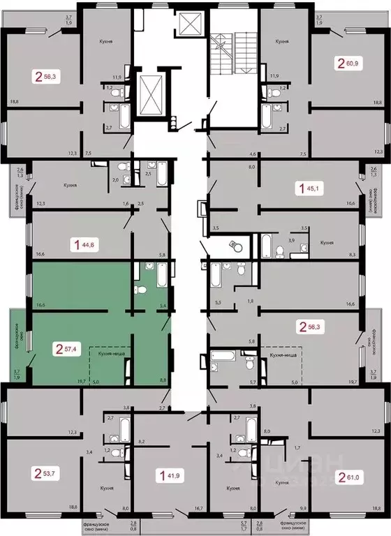 2-к кв. Красноярский край, Красноярск Аральская ул., 41 (57.4 м) - Фото 1
