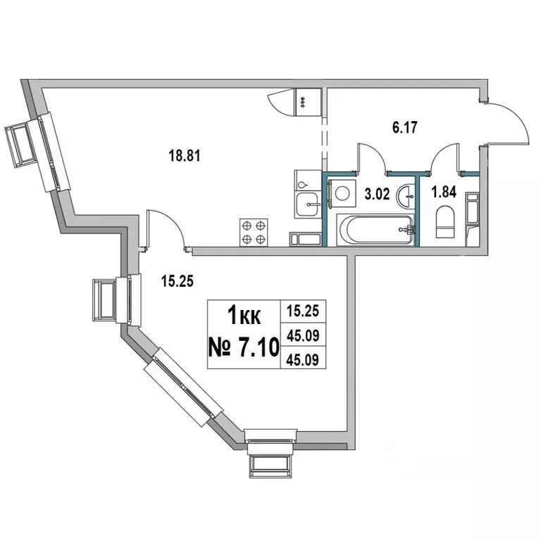 1-к кв. Ленинградская область, Выборг ул. 2-я Южная, 4 (45.09 м) - Фото 1