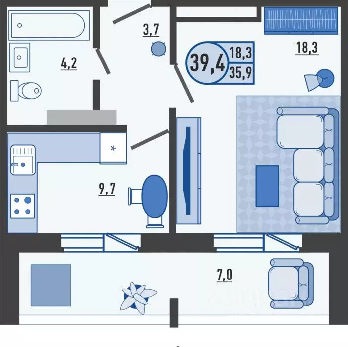 1-к кв. Орловская область, Орловский муниципальный округ, д. Образцово ... - Фото 1