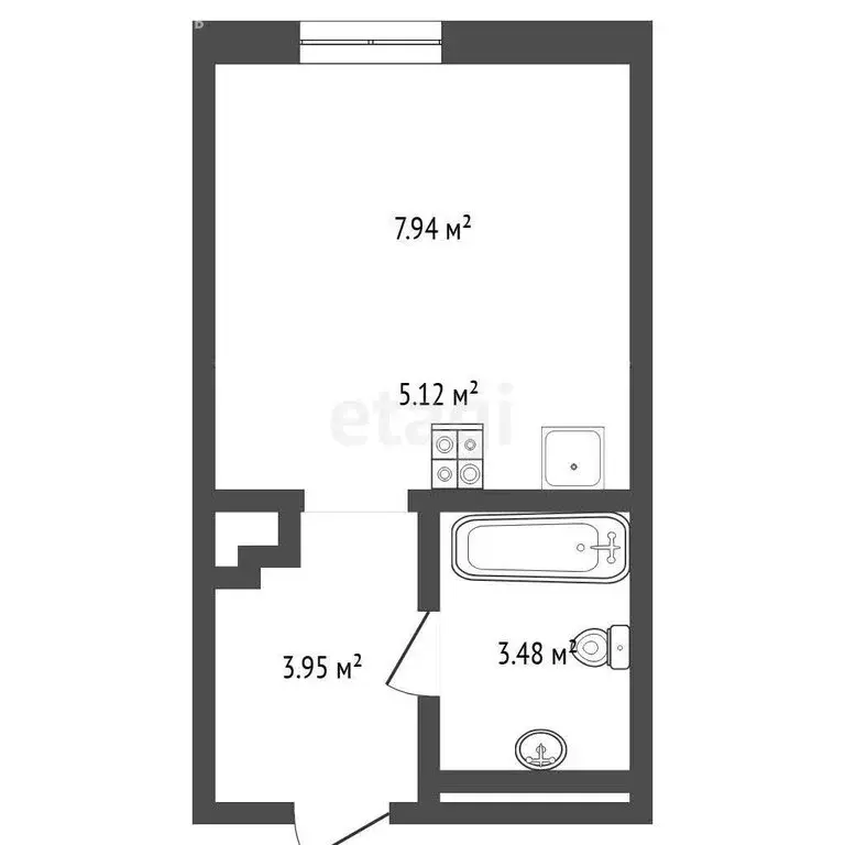 Квартира-студия: Тюмень, улица Первооткрывателей, 2 (26 м) - Фото 1