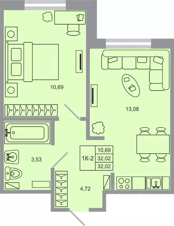 1-к кв. Ленинградская область, Всеволожский район, пос. Бугры Стороны ... - Фото 1
