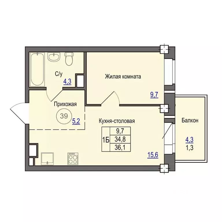 1-к кв. Псковская область, Псковский район, Завеличенская волость, д. ... - Фото 0