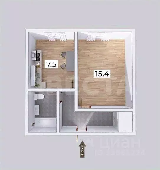 1-к кв. Омская область, Омск ул. 5-я Линия, 252 (31.1 м) - Фото 2