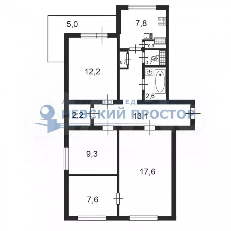 4-к. квартира, 75 м, 10/14 эт. - Фото 0