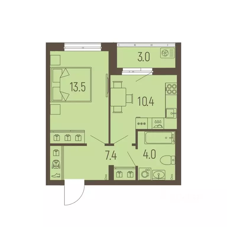 1-к кв. Пермский край, Пермь Подлесная ул., 55А (36.8 м) - Фото 1