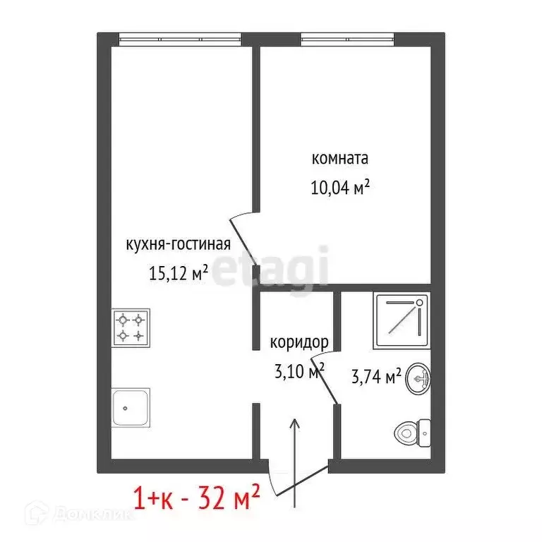 Продаётся 1-к квартира, 32 м - Фото 0