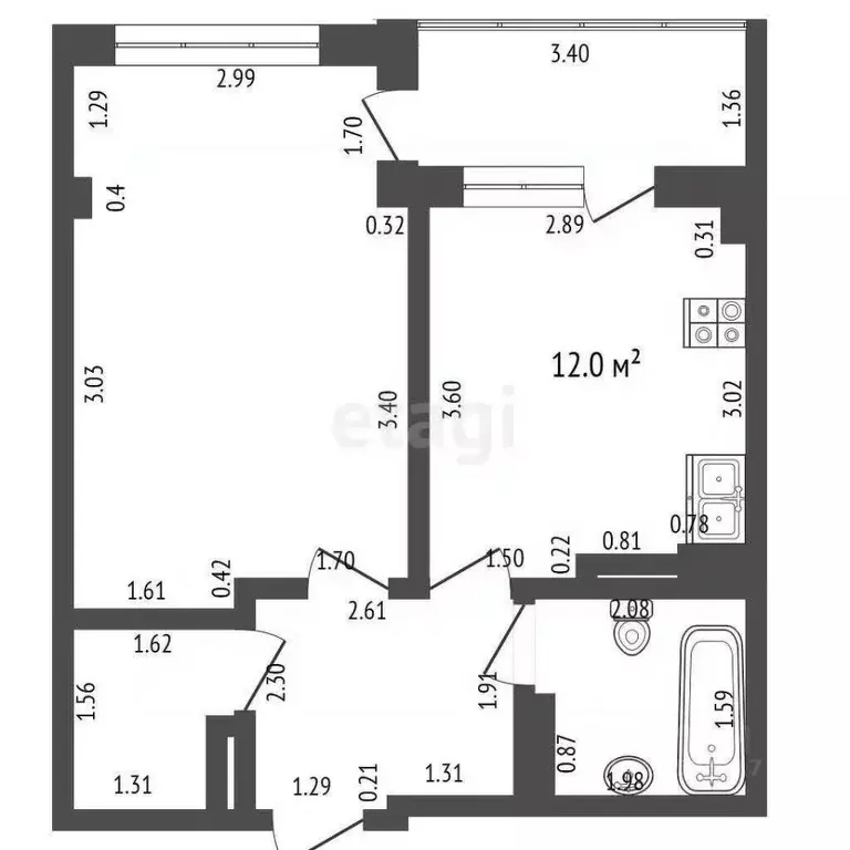 1-к кв. Севастополь просп. Античный, 5/4 (40.0 м) - Фото 2