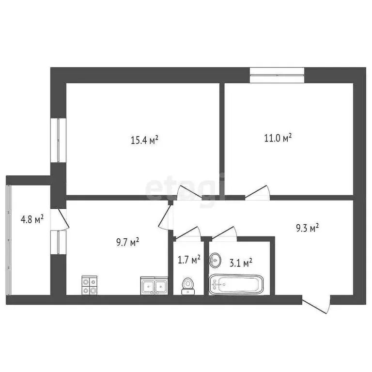 2-комнатная квартира: посёлок Московский, Новая улица, 17 (61.2 м) - Фото 1