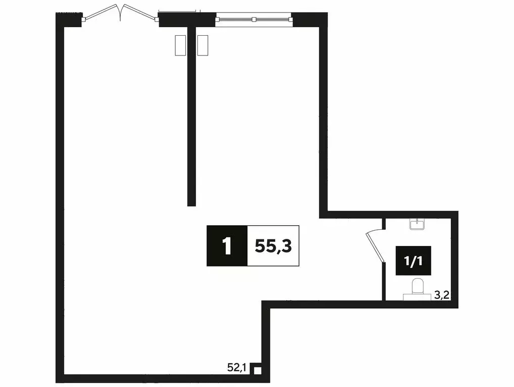Офис (55.6 м) - Фото 1