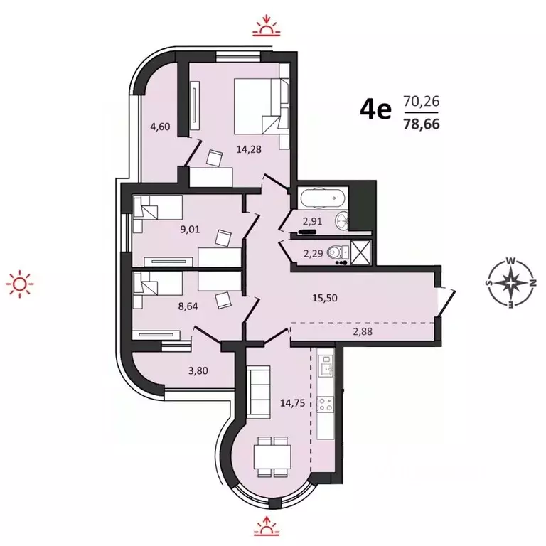 4-к кв. Хабаровский край, Хабаровск ул. Быстринская, 2 (74.46 м) - Фото 1