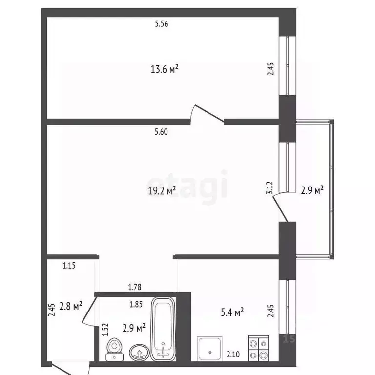 2-к кв. Самарская область, Самара ул. Мориса Тореза, 13 (43.9 м) - Фото 2