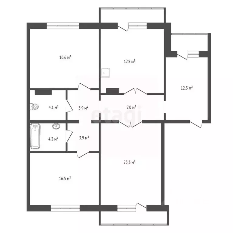 3-к кв. Красноярский край, Красноярск Ястынская ул., 2Ж (115.6 м) - Фото 1