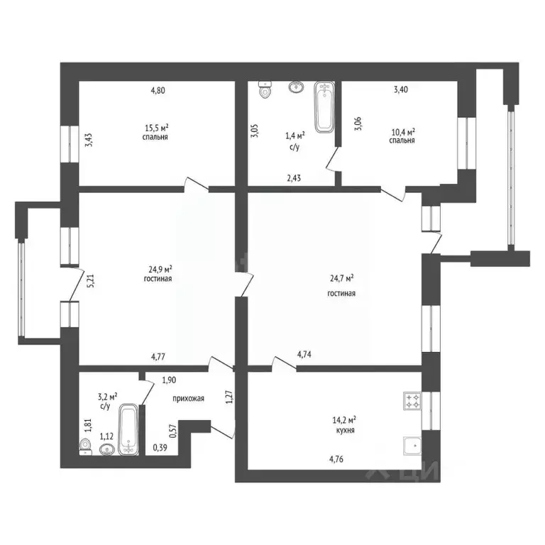 4-к кв. Башкортостан, Уфа ул. Степана Злобина, 5 (105.5 м) - Фото 1