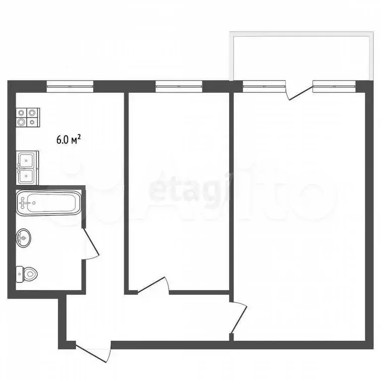 2-к. квартира, 42 м, 3/5 эт. - Фото 0