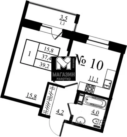 1-к кв. Ленинградская область, Гатчина Красносельское ш., 4Ак4 (35.1 ... - Фото 2