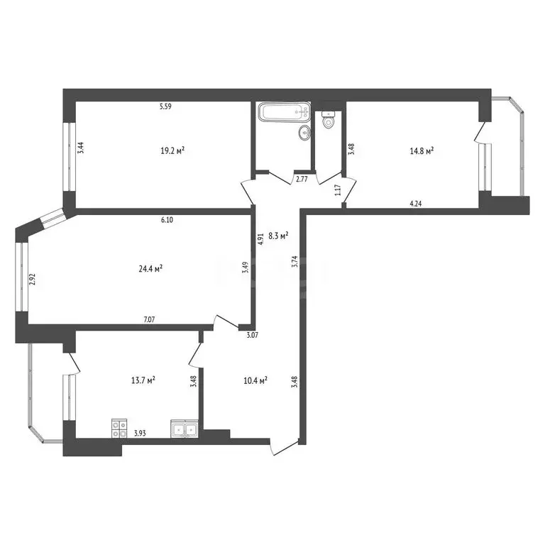 3-комнатная квартира: Тюмень, Широтная улица, 163 (98 м) - Фото 1