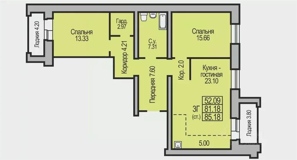 3-к кв. Новосибирская область, Бердск Южный мкр,  (85.18 м) - Фото 0