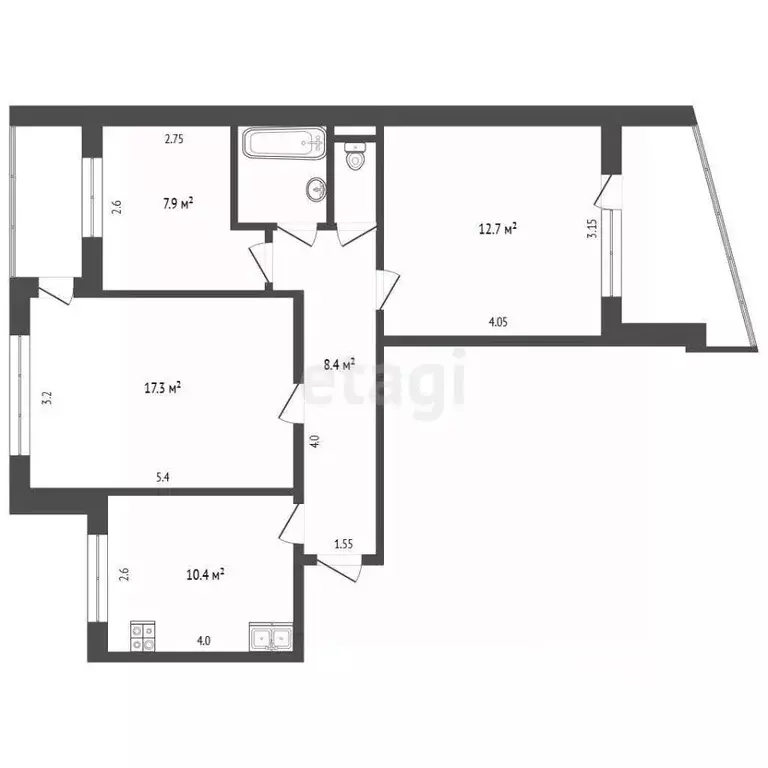 3-к кв. Крым, Симферополь ул. 60 лет Октября (64.9 м) - Фото 2