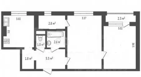 2-к кв. Севастополь просп. Октябрьской Революции, 56А (50.6 м) - Фото 2