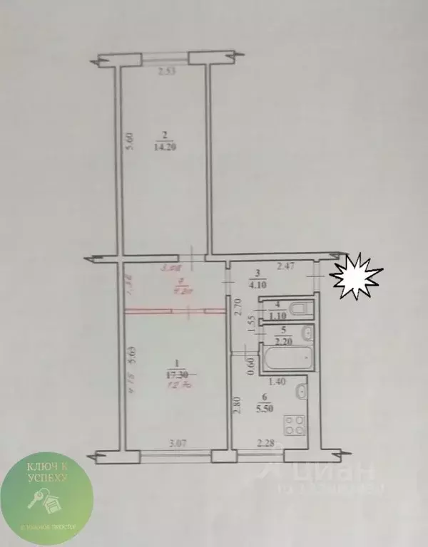 2-к кв. Волгоградская область, Волгоград ул. Одоевского, 82 (44.4 м) - Фото 2