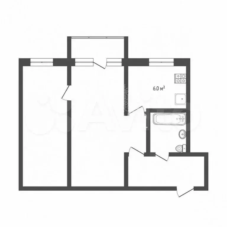 2-к. квартира, 47 м, 2/5 эт. - Фото 0