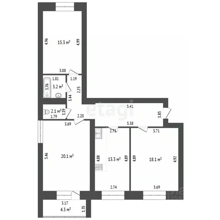 3-к кв. Тамбовская область, Тамбов Селезневская ул., 2Бк2 (87.5 м) - Фото 1